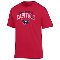T-shirt rouge Champion pour homme avec logo principal des Capitals de Washington