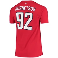 T-shirt rouge avec nom et numéro des Capitals de Washington Fanatics Evgeny Kuznetsov pour hommes