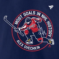 T-shirt à manches longues pour homme Fanatics Alexander Ovechkin Athletic Navy, meilleur buteur de tous les temps la LNH, Capitals Washington