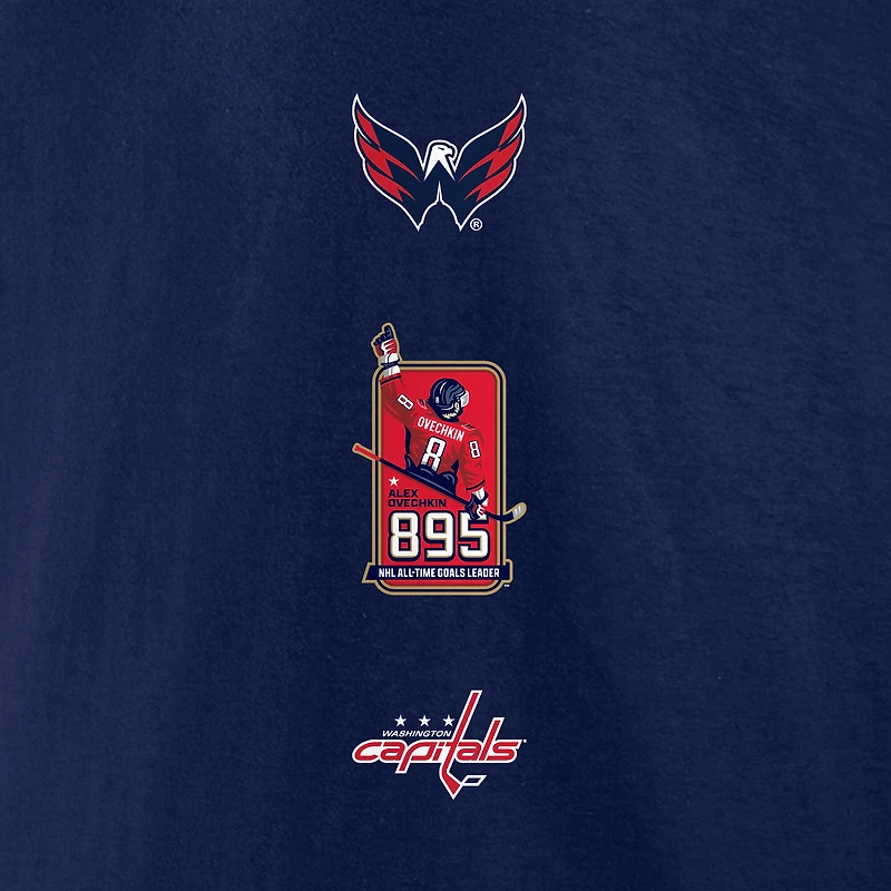 T-shirt à manches longues pour homme Fanatics Alexander Ovechkin Athletic Navy, meilleur buteur de tous les temps la LNH, Capitals Washington