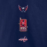 T-shirt à manches longues pour homme Fanatics Alexander Ovechkin Athletic Navy, meilleur buteur de tous les temps la LNH, Capitals Washington