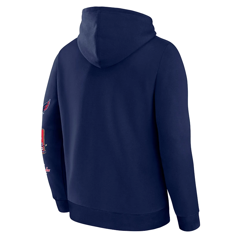 Men's Fanatics Alexander Ovechkin Athletic Navy Washington Capitals NHL All-Time Leading Goal Scorer Badges Pullover Hoodie