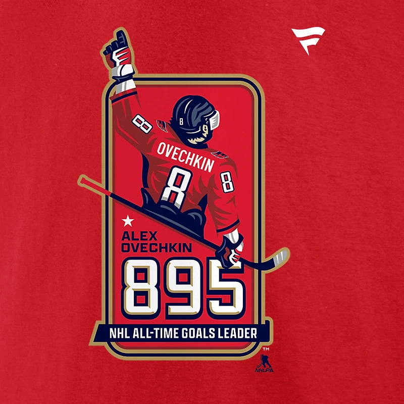 T-shirt de vestiaire pour homme Fanatics Alexander Ovechkin Athletic Red, meilleur buteur tous les temps des Capitals Washington la LNH