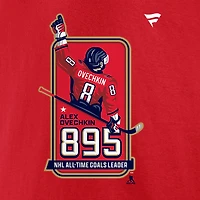 T-shirt de vestiaire pour homme Fanatics Alexander Ovechkin Athletic Red, meilleur buteur tous les temps des Capitals Washington la LNH