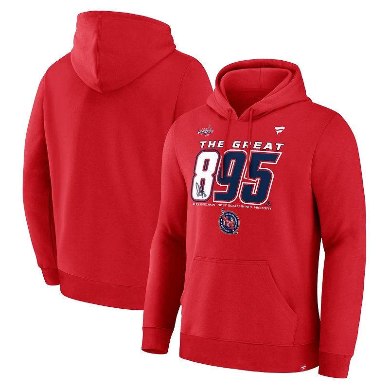 Sweat à capuche The Great 895 pour homme, fanatiques de la LNH, Alexander Ovechkin, meilleur buteur tous les temps des Capitals Washington, Athletic Red