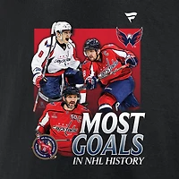 Men's Fanatics Alexander Ovechkin Black Washington Capitals Most Goals Evolution of 895 T-Shirt