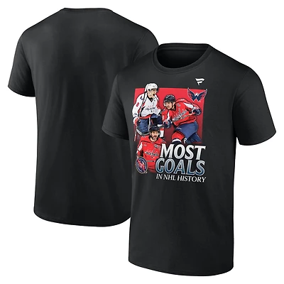 Men's Fanatics Alexander Ovechkin Black Washington Capitals Most Goals Evolution of 895 T-Shirt