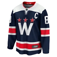 Maillot de joueur alternatif premier échappé des Capitals Washington Fanatics Alexander Ovechkin pour hommes, bleu marine