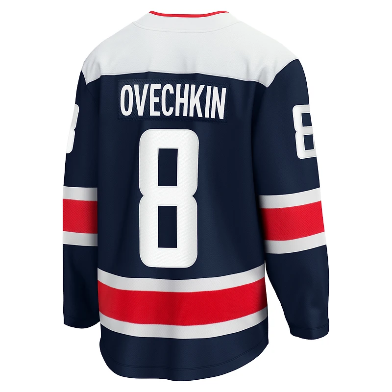 Maillot de joueur alternatif premier échappé des Capitals Washington Fanatics Alexander Ovechkin pour hommes, bleu marine