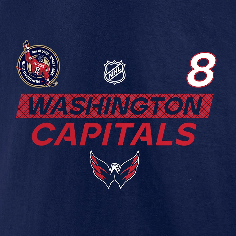 Men's Fanatics Alexander Ovechkin Navy Washington Capitals Most Goals NHL History T-Shirt