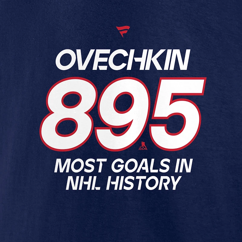 Men's Fanatics Alexander Ovechkin Navy Washington Capitals Most Goals NHL History T-Shirt