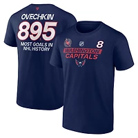 T-shirt Fanatics Alexander Ovechkin bleu marine pour homme, Capitals de Washington, le plus grand nombre buts dans l'histoire la LNH