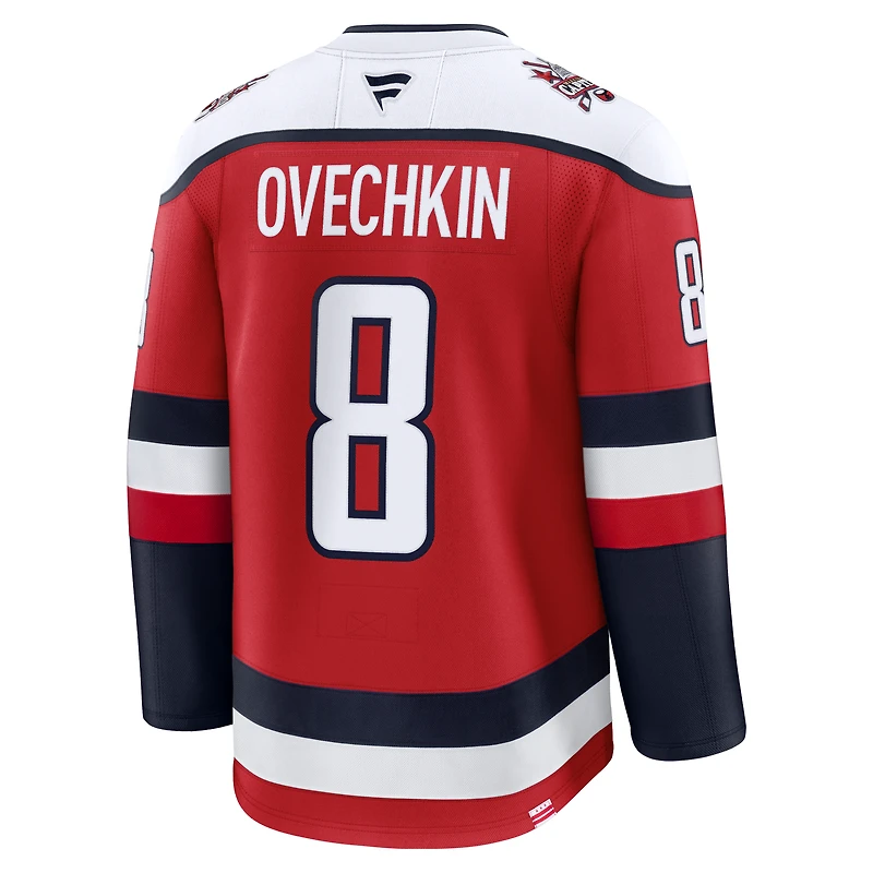 Maillot de joueur alternatif premium rouge Alexander Ovechkin des Capitals Washington pour hommes Fanatics