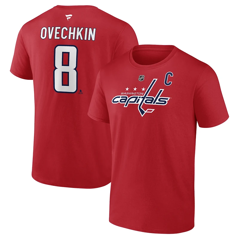 Men's Fanatics Alexander Ovechkin Red Washington Capitals Authentic Stack Name & Number T-Shirt