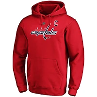 Men's Fanatics Alexander Ovechkin Red Washington Capitals Authentic Stack Player Name & Number Fitted Pullover Hoodie