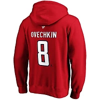 Men's Fanatics Alexander Ovechkin Red Washington Capitals Authentic Stack Player Name & Number Fitted Pullover Hoodie