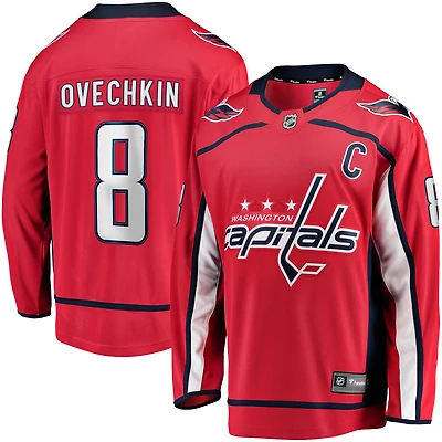 Fanatics Alexander Ovechkin pour hommes, maillot rouge Captain Patch Home Breakaway des Capitals de Washington