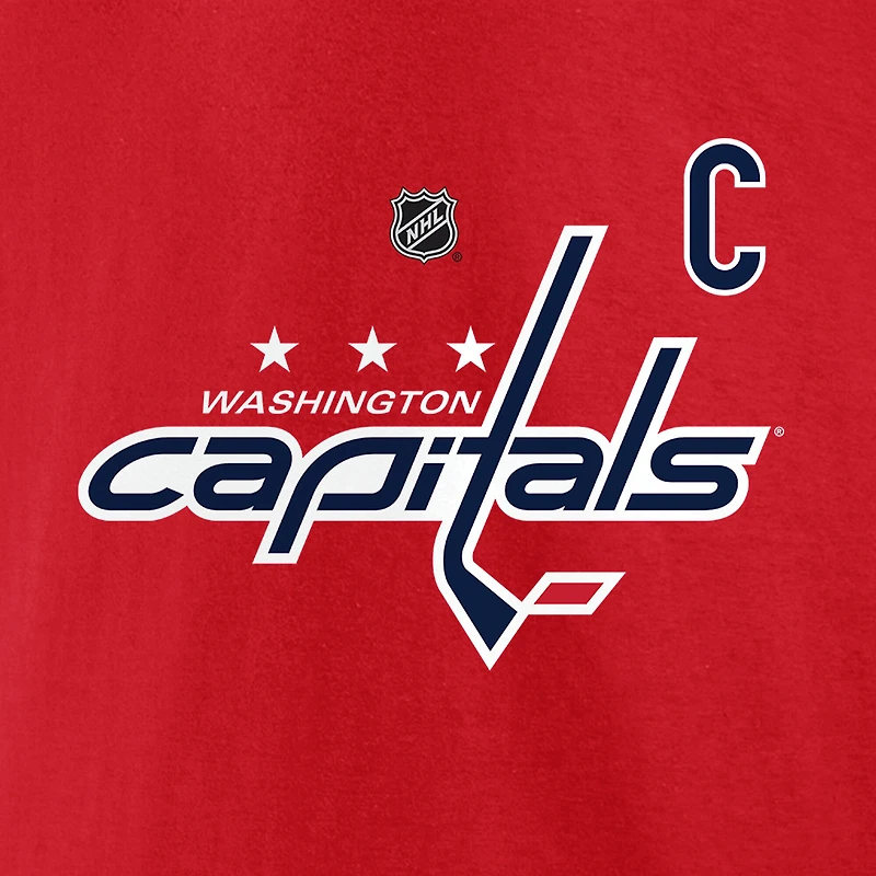 T-shirt rouge pour homme Fanatics Alexander Ovechkin, meilleur buteur de tous les temps la LNH des Capitals Washington, avec nom et numéro The Great 8