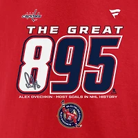 T-shirt Fanatics pour homme Alexander Ovechkin, meilleur buteur de tous les temps la LNH des Capitals Washington, The Great 895