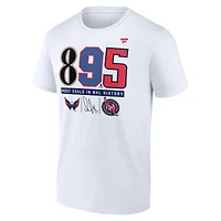 T-shirt Fanatics pour hommes Alexander Ovechkin White, meilleur buteur de tous les temps la LNH des Capitals Washington, l'histoire du 895