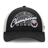 Casquette ajustable Fanatics noire/grise pour homme, champions de la division métropolitaine 2025 des Capitals de Washington