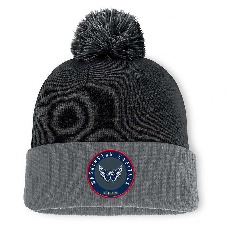 Bonnet en tricot à revers et pompon Aspyn des Capitals de Washington pour homme, noir, Fanatics