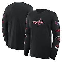 T-shirt à manches longues Fanatics pour homme, noir, Washington Capitals, avec logo Legacy