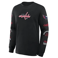 T-shirt à manches longues Fanatics pour homme, noir, Washington Capitals, avec logo Legacy