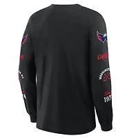 T-shirt à manches longues Fanatics pour homme, noir, Washington Capitals, avec logo Legacy