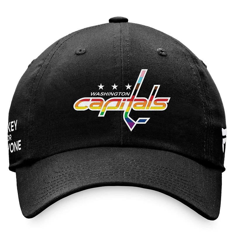Casquette réglable noire avec logo de l'équipe des Capitals de Washington Fanatics pour hommes