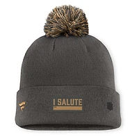 Men's Fanatics  Charcoal Washington Capitals Authentic Pro Military Appreciation Cuffed Knit Hat with Pom