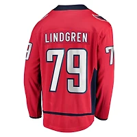 Maillot de joueur échappé à domicile Fanatics Charlie Lindgren rouge des Capitals Washington pour hommes