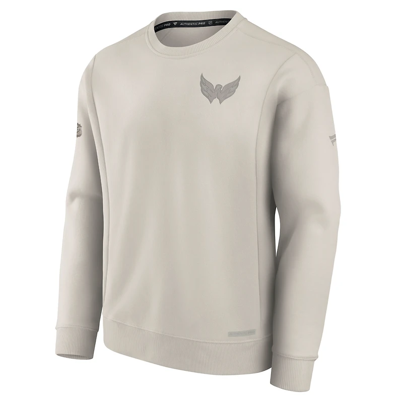Men's Fanatics  Cream Washington Capitals Authentic Pro Road Fleece Pullover Sweatshirt