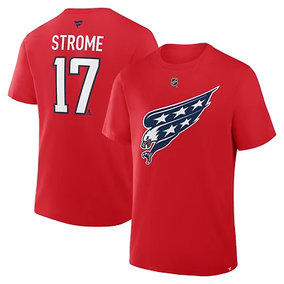 Men's Fanatics Dylan Strome Red Washington Capitals Authentic Stack Name & Number T-Shirt