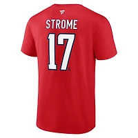 T-shirt Fanatics Dylan Strome rouge authentique des Capitals de Washington pour homme avec nom et numéro Stack