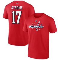 T-shirt Fanatics Dylan Strome rouge authentique des Capitals de Washington pour homme avec nom et numéro Stack