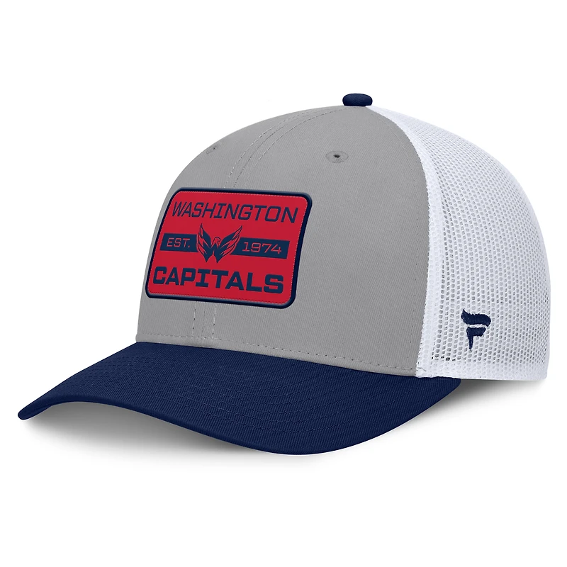 Casquette ajustable Fanatics gris/bleu marine pour homme des Capitals de Washington