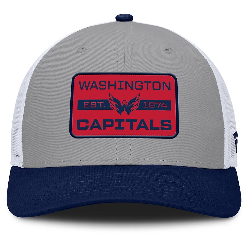 Casquette ajustable Fanatics gris/bleu marine pour homme des Capitals de Washington