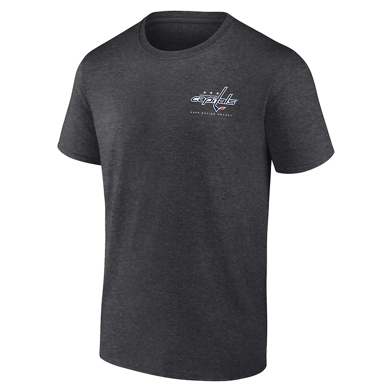 Men's Fanatics Heather Charcoal Washington Capitals Backbone T-Shirt