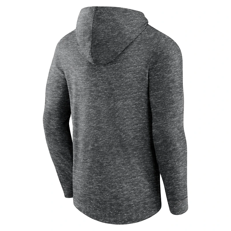 T-shirt à capuche empilé manches longues Fanatics Heather Charcoal pour hommes des Capitals de Washington