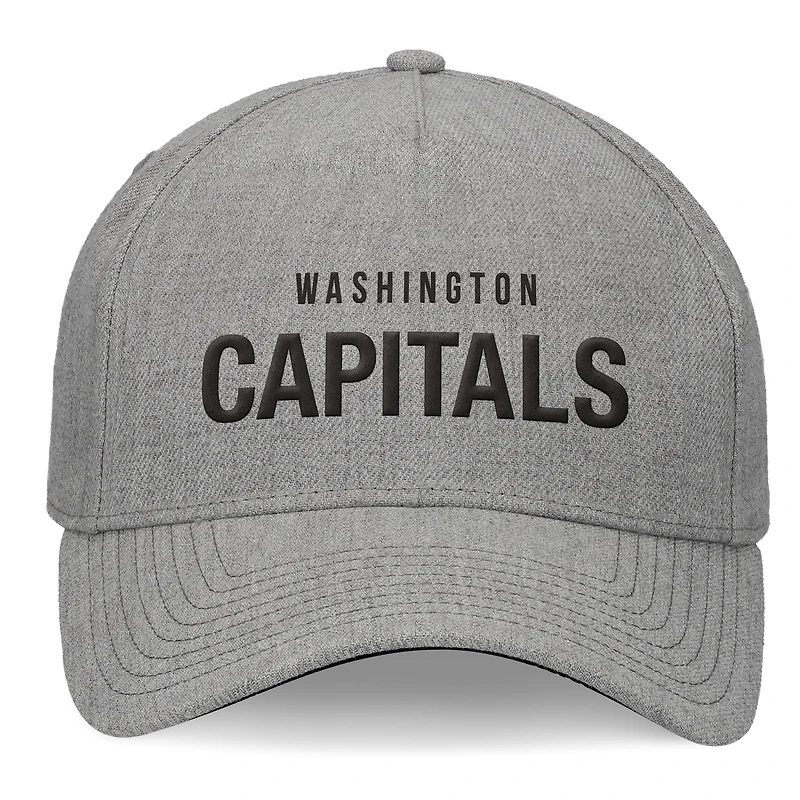 Casquette à bretelles en cuir à cadre en A pour hommes Fanatics gris chiné Washington Capitals Elements