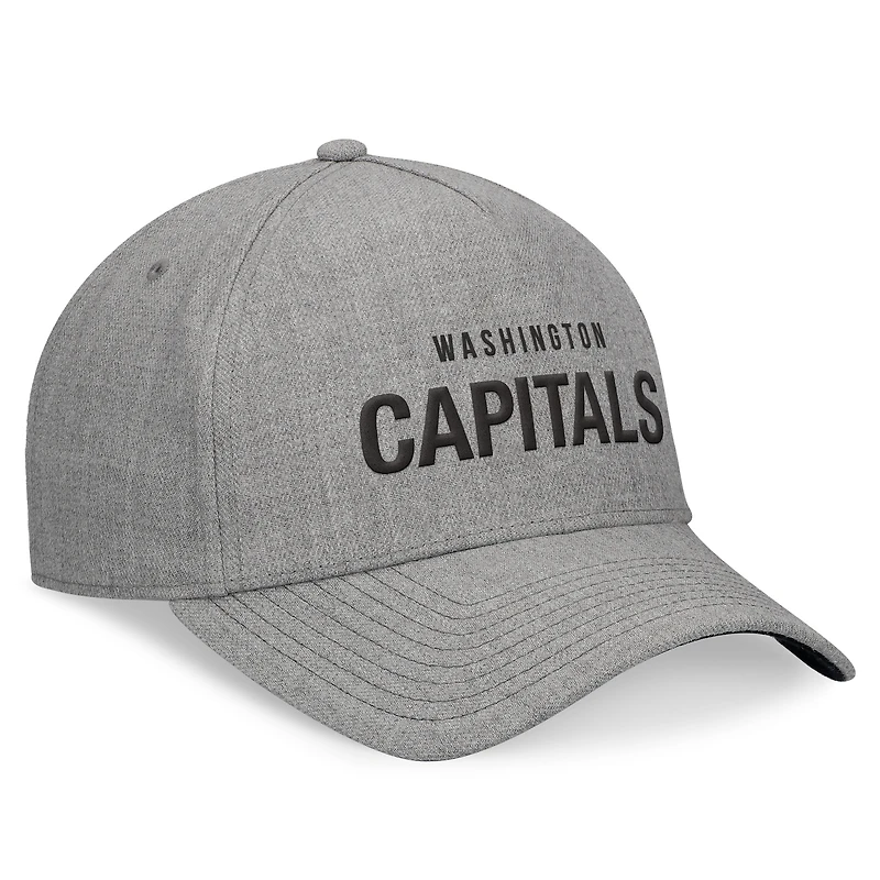 Casquette à bretelles en cuir à cadre en A pour hommes Fanatics gris chiné Washington Capitals Elements