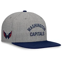 Casquette à bretelles en cuir à bord plat Fanatics pour hommes, gris chiné, Washington Capitals Elements