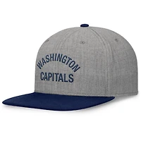 Casquette à bretelles en cuir à bord plat Fanatics pour hommes, gris chiné, Washington Capitals Elements