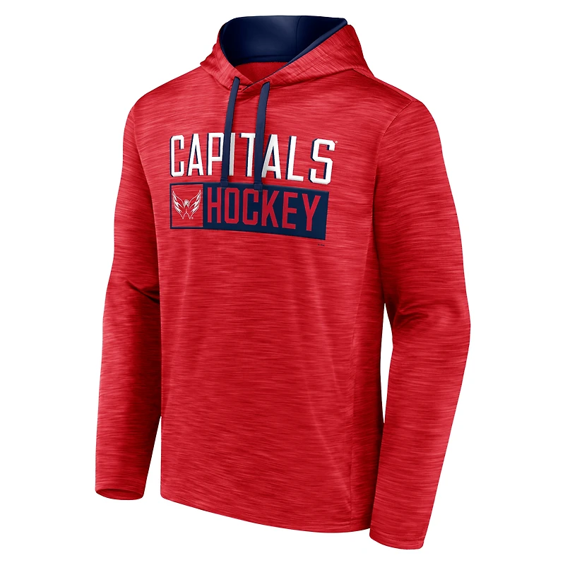 Men's Fanatics Heather Red Washington Capitals Close Shave Pullover Hoodie