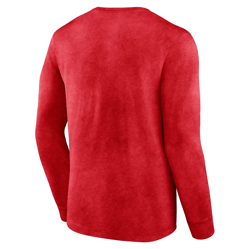 T-shirt à manches longues Fanatics Heather Red Washington Capitals Keep The Zone pour hommes