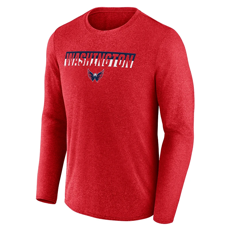 T-shirt à manches longues de transition Fanatics Heather Red pour hommes des Capitals Washington