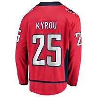 Maillot domicile Jordan Kyrou rouge Washington Capitals pour homme, style Breakaway, de la marque Fanatics.