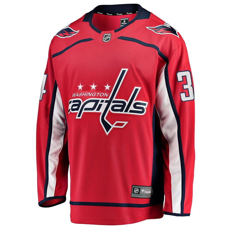 Maillot rouge Justin Sourdif des Capitals de Washington pour hommes Fanatics