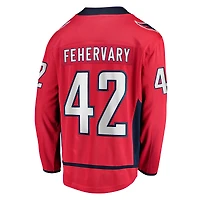 Maillot de joueur échappé à domicile Fanatics Martin Fehervary des Capitals Washington, rouge